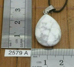Pendentif HOWLITE + cordon reglable mineraux pierre semi precieuse bijou reiki - Picture 1 of 2