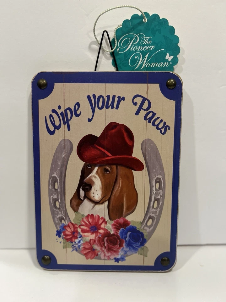 Pioneer Woman - Charlie Wooden Sign - Wipe Your Paws - Vintage Home Wall Decor - Image 1 of 1
