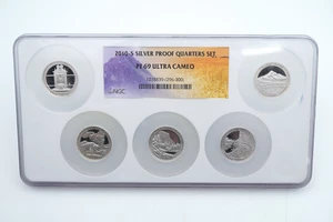 2010 S Silver Proof Quarters Set NGC PF 69 Ultra Cameo - F175 - Picture 1 of 14