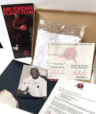 Michael Jordan Flight Club Membresía 1991 con rara camiseta de puntada única completa Foto 1 de 4