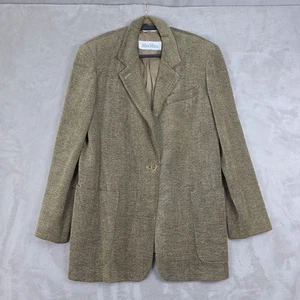 MaxMara Blazer Sakko Damen 10 Braun Lang Schurwolle Tweed Made In Italy - Bild 1 von 11