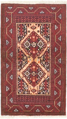 Tapete de área geométrico vintage 3'5" x 6'4" tapete de lã tradicional com nós à mão - Imagem 1 de 4