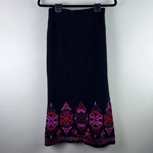 Nanette Lepore Gr. 2 Whimsigoth Wolle bestickt Blumen komplett gefüttert Maxirock - Bild 1 von 5