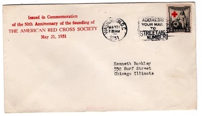 #702 Red Cross 1931 First Day Cover - Planty #19 - Image 1 of 2