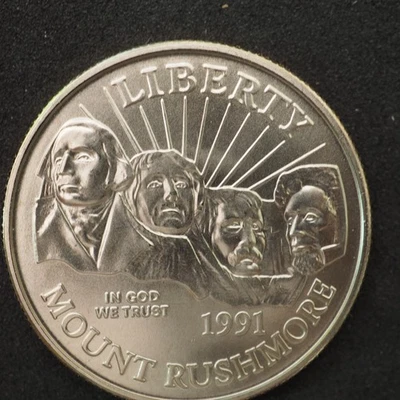 Medio dólar revestido conmemorativo 1991 *D* UNC MT.RUSHMORE **Envío gratuito**CC53 Foto 1 de 2