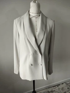 Bnwt River Island Womens Grey Blazer 8 Casual Oversized Long Sleeve Thin Summer - Picture 1 of 8
