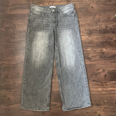 YMI Jeans Wide Leg Low Rise Light Black Distressed Women's Size 11/30 - Image 1 of 4