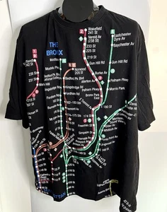 1990s NYC Subway Line T-Shirt Black Short Sleeve Shirt  THE BRONX  XXL- VTG - Imagen 1 de 6