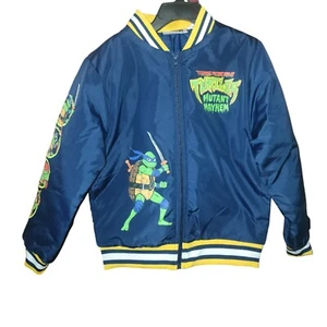 Teenage Mutant Ninja Turtles Bomber Jacket Boys 6/7 Blue Full Zip Pickets - Picture 1 of 8