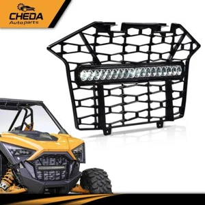 Front Bumper Mesh Grille Grill LED Light Bar Fit For 2020-24 Polaris RZR PRO XP - Picture 1 of 10