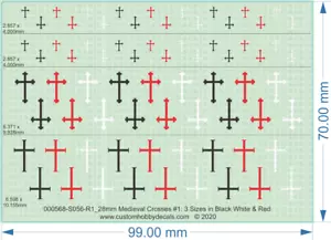 Medieval Crosses #1 - 3 Sizes - 20mm (1/72) 28mm (1/56) - Water Decals - Bild 1 von 3