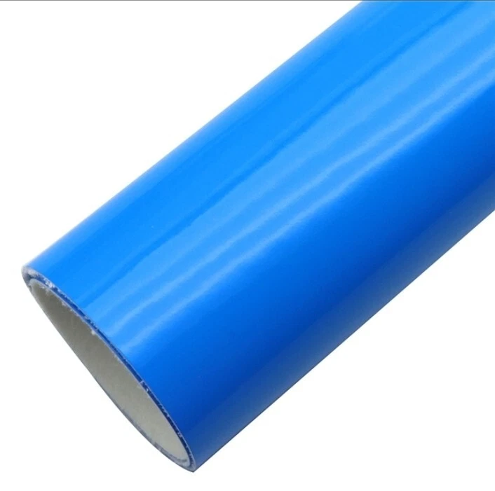 Rollo de cuero sintético brillante charol azul brillante 12" x 55" respaldo de fieltro Foto 1 de 1