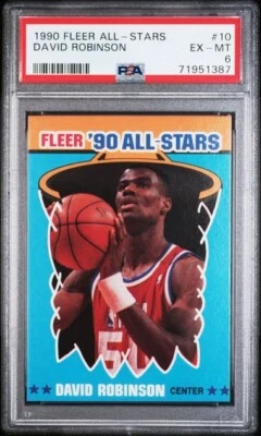 1990 Fleer All-Stars 10 Дэвид Робинсон Свежесортный PSA EX КАК НОВЫЙ 6 СВЕЖИХ СЛЯБОВ - Изображение 1 из 2