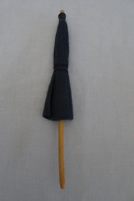 Vintage doll Accessory Handmade Closed Navy Blue Felt & Bamboo Umbrella - Image 1 of 4