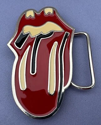 Rolling Stone Lengua Labios Logo Tono Plateado Metal Rojo Hebilla de Cinturón 3.5" Foto 1 de 3