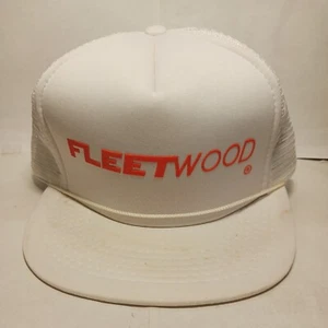 Vintage Fleetwood Trucker Hat Company Logo White Snap Back Cap 80s 90s Orange - Picture 1 of 9