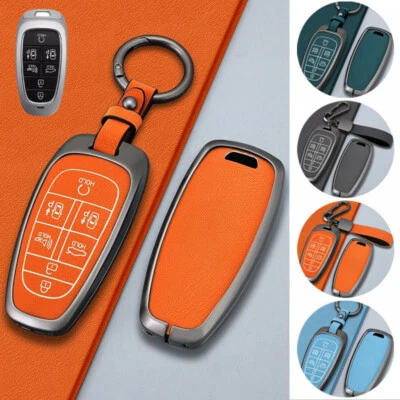 Zinc Alloy Leather Car Key Fob Case Cover Holder For Hyundai Nexo Sonata 2019 - Image 1 of 4