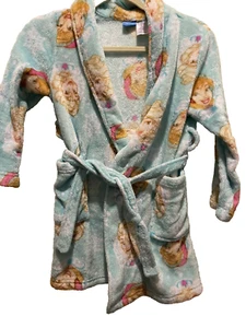 DISNEY FROZEN ANNA & ELSA BATH ROBE GIRLS PAJAMAS SZ 7/8 - Picture 1 of 4