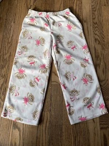 Carter’s Girl’s Sz 5 Fleece Pajama Pants Pink Monkey Ballerinas PJ’s - Picture 1 of 4