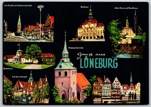 Postcard Germany Greetings from Luneburg Landmarks - Picture 1 of 2