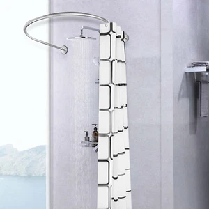 Shower Curtain Bar  Wall Mounted U Shape Curved Bath Curtain Bar For Bathroom - Picture 1 of 19