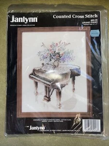 NEW 1989 Janlynn Counted Cross Stitch Kit Grand Piano 9x11 - Picture 1 of 3
