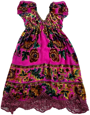 Vestido Hale Bob Rosa Seda y2k Terciopelo Transparente Burnout Fairycore Empire Cintura XS Foto 1 de 4