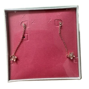 Ted Baker Pink Tone Plating Crystal Dangle Long Chain Flower Earrings BNWB - Picture 1 of 7