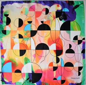 ๐๏ธ Authentic CHRISTIAN LACROIX ABSTRACT Print 100% SILK Square Scarf Foulard - Picture 1 of 8