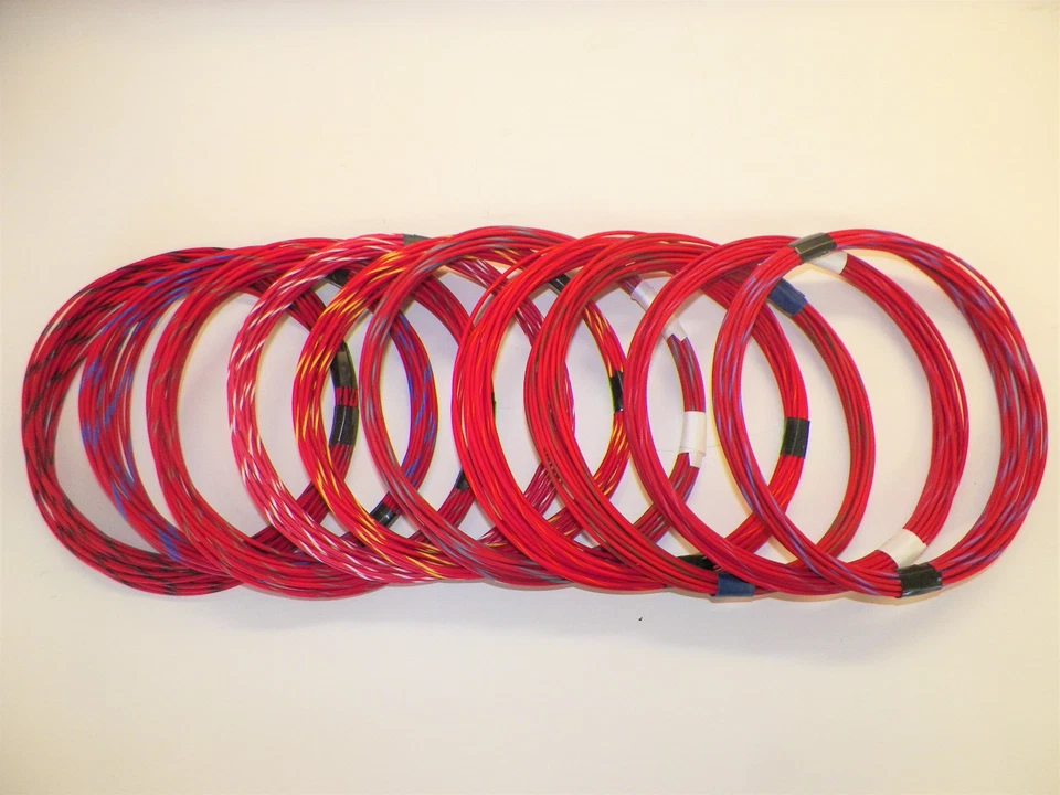 4RCUSTOMS RED hi temp automotive 16 gauge GXL wire + 10 STRIPED color wiring options