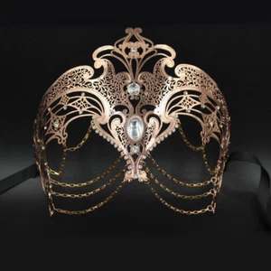 Elegant Phantom Wedding Party Mask Women Chain Costume Laser Filigree Masquerade - Picture 1 of 11