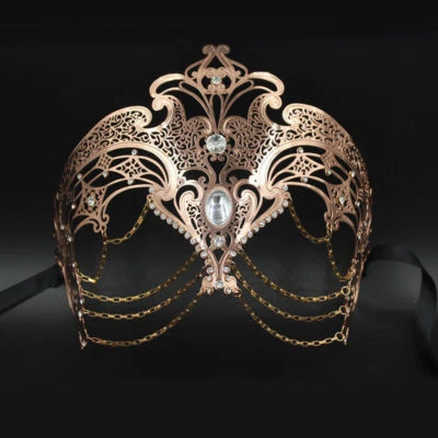Elegant Phantom Wedding Party Mask Women Chain Costume Laser Filigree Masquerade - Image 1 of 4