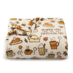 Autumn Fall 60"x72" Oversized Plush Throw Blanket Pumpkin Spice Everything Nice - Picture 1 of 5