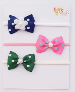 3 X Headband Baby Girl Newborn Toddler Bow Nylon Hair Band Hair Accessory - Picture 1 of 1