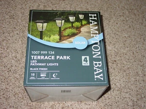 Hampton Bay Solar Black Outdoor Integrated LED Landscape Pathway Lights 4 Pack - Picture 1 of 1