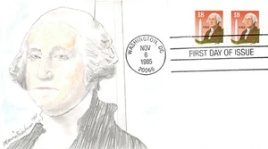 2149 18c George Washington & Monument Marvin Friedman hand painted [92282] - Picture 1 of 1