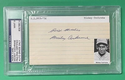 MICKEY COCHRANE AUTO AUTOGRAPH INDEX CARD PSA/DNA 9 MINT - Image 1 of 2