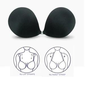 NuBra SE668 Seamless Underwire Adhesive Bra 34D 36D (D, Black) +NuWay Straps $68 - Picture 1 of 10
