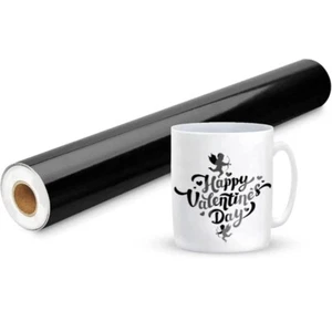 Prime Vinyl Permanent 12 Zoll x 11 Fuß schwarze Vinylrolle mit PET-Unterlage glänzend Cricut - Bild 1 von 6
