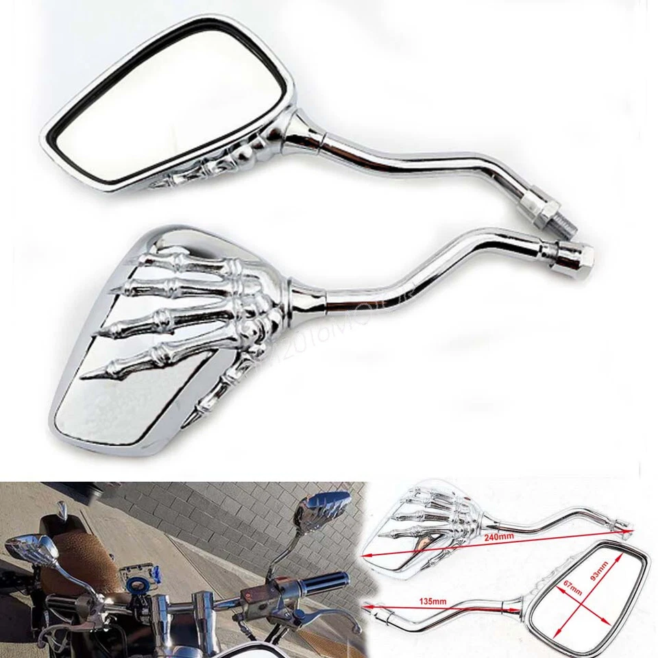 Espelhos laterais cromo caveira para Suzuki Intruder 800 VS800GL 1400 - Imagem 1 de 4