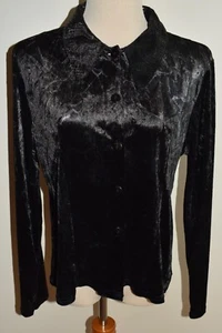New C3 Conceptual Clothing Company Top Large Black Button Front Velvet Blouse - Picture 1 of 3