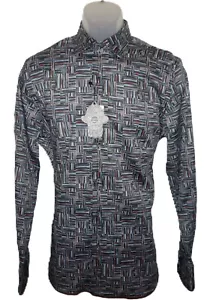 Camisa Visconti Manga Larga Pequeña Elastizada Tejido Abstracto Multi Estampado Nueva con Etiquetas - Imagen 1 de 6