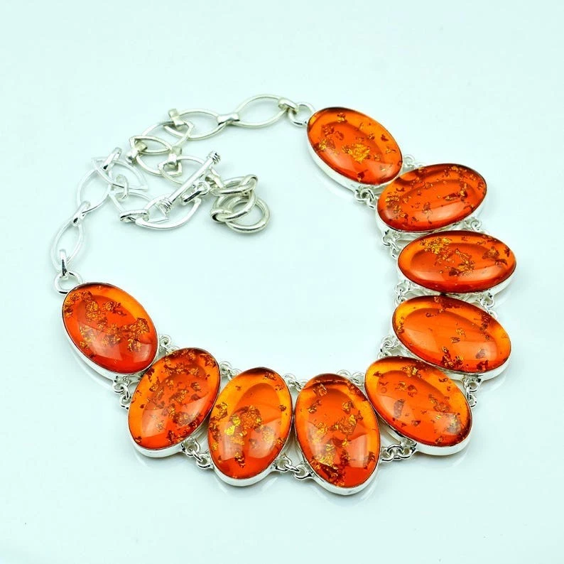 Baltic Amber Gemstone Handmade 925 Sterling Silver Jewelry Necklace Size-17-18" - Image 1 of 4