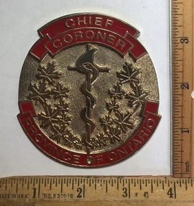 Vintage veraltetes Chief Coroner Provinz Ontario Kanada Metall Türschild - Bild 1 von 2