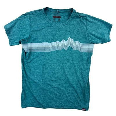 Patagonia Capiliene Cool Graphic Tshirt Size M Womens Teal Wave - Image 1 of 4
