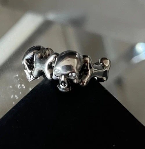 Anel de diamante prata caveira e ossos Stephen Webster tamanho 10 NOVO!!! - Imagem 1 de 4