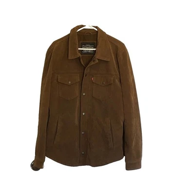 Levi's 男式西部人造麂皮绒衬衫夹克夹克生锈干邑棕色 L 码 — 第 1/4 张图片