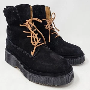 Rag & Bone Boots Women EU37.5/US7.5 Sloane Black Calf Suede Platform Lace-up - Picture 1 of 8