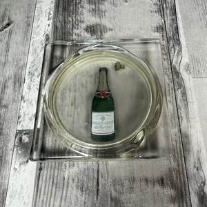 Loncraine Broxton Clear Glass Champagne Puzzle Home Bar Ashtray Vintage 1980s - Picture 1 of 11