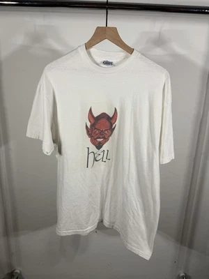 Vintage 1990s Hell Devil Smile T-Shirt Size XL Made In USA Single Stitch Rare - Image 1 of 3